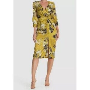 Taylor Yellow Floral Wrap Dress